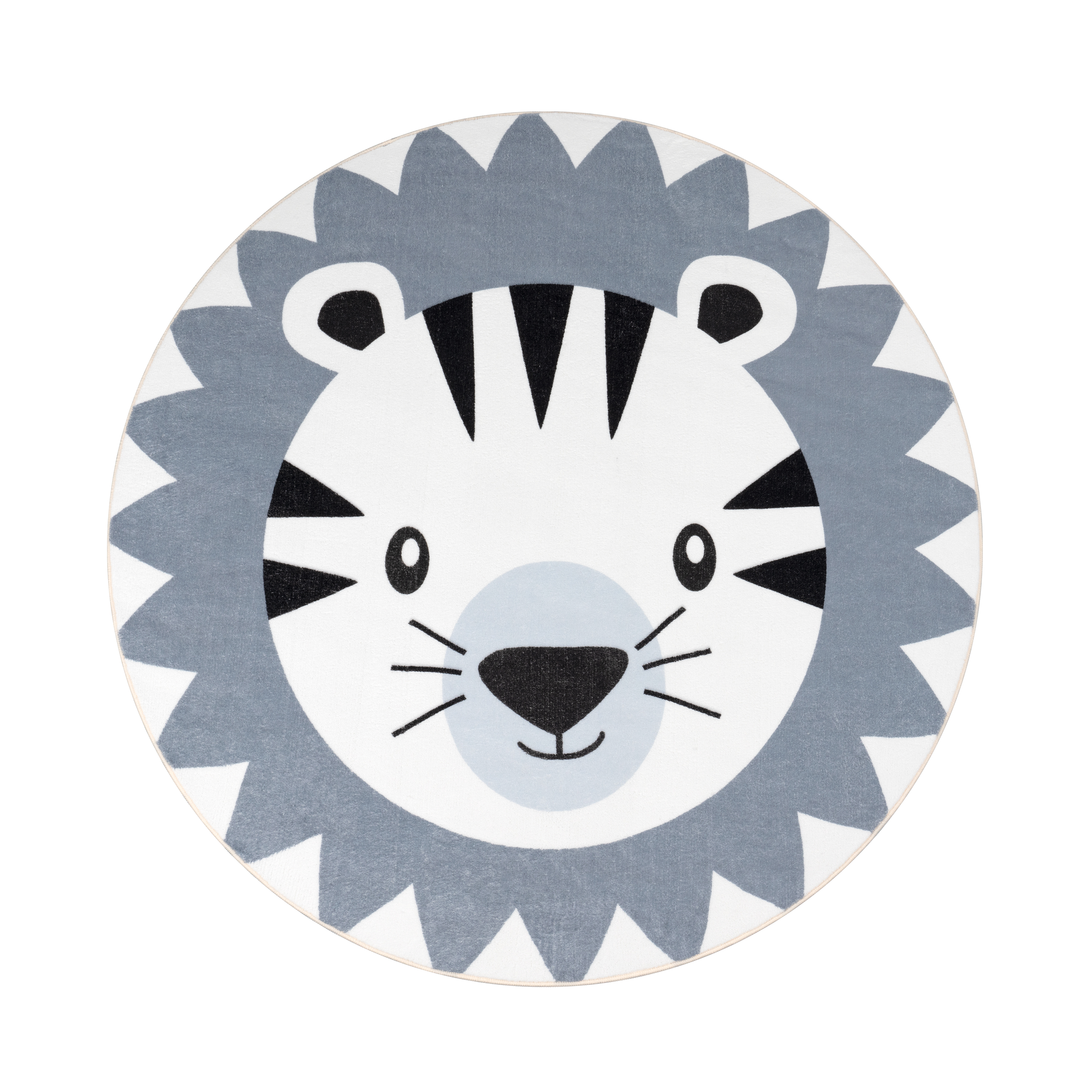 Kinderteppich Spielmatte Löwen Motiv Waschbar Grau Mit Motiv