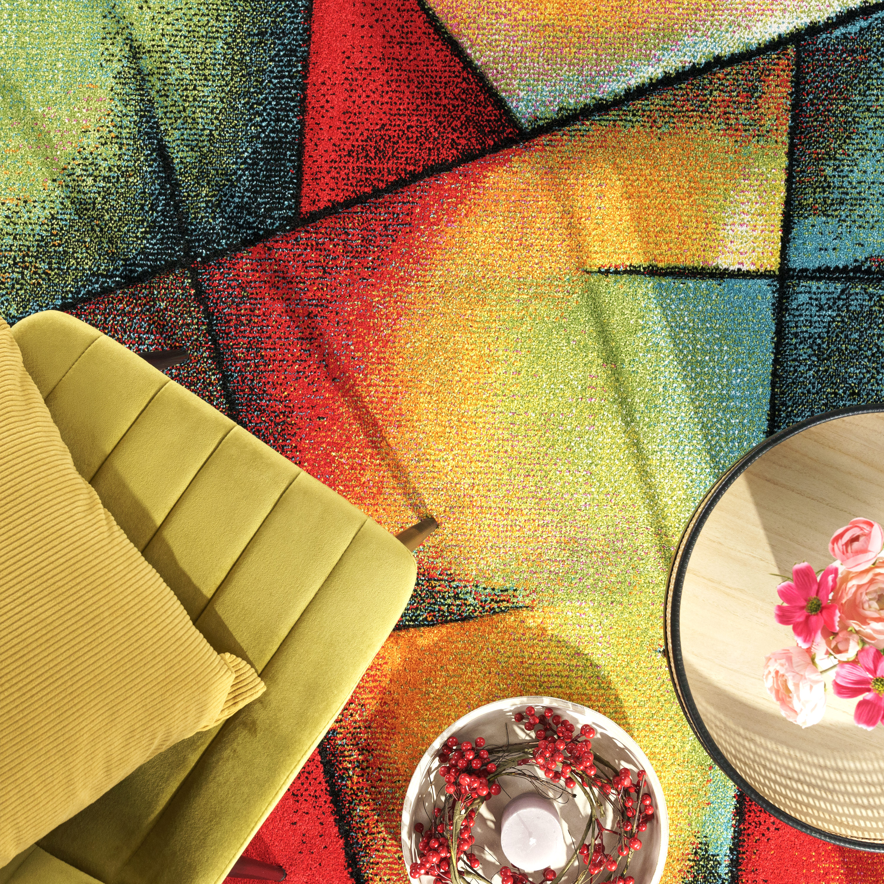 Teppich Fürs Schlafzimmer Mit Rautenmuster Mehrfarbig Modern