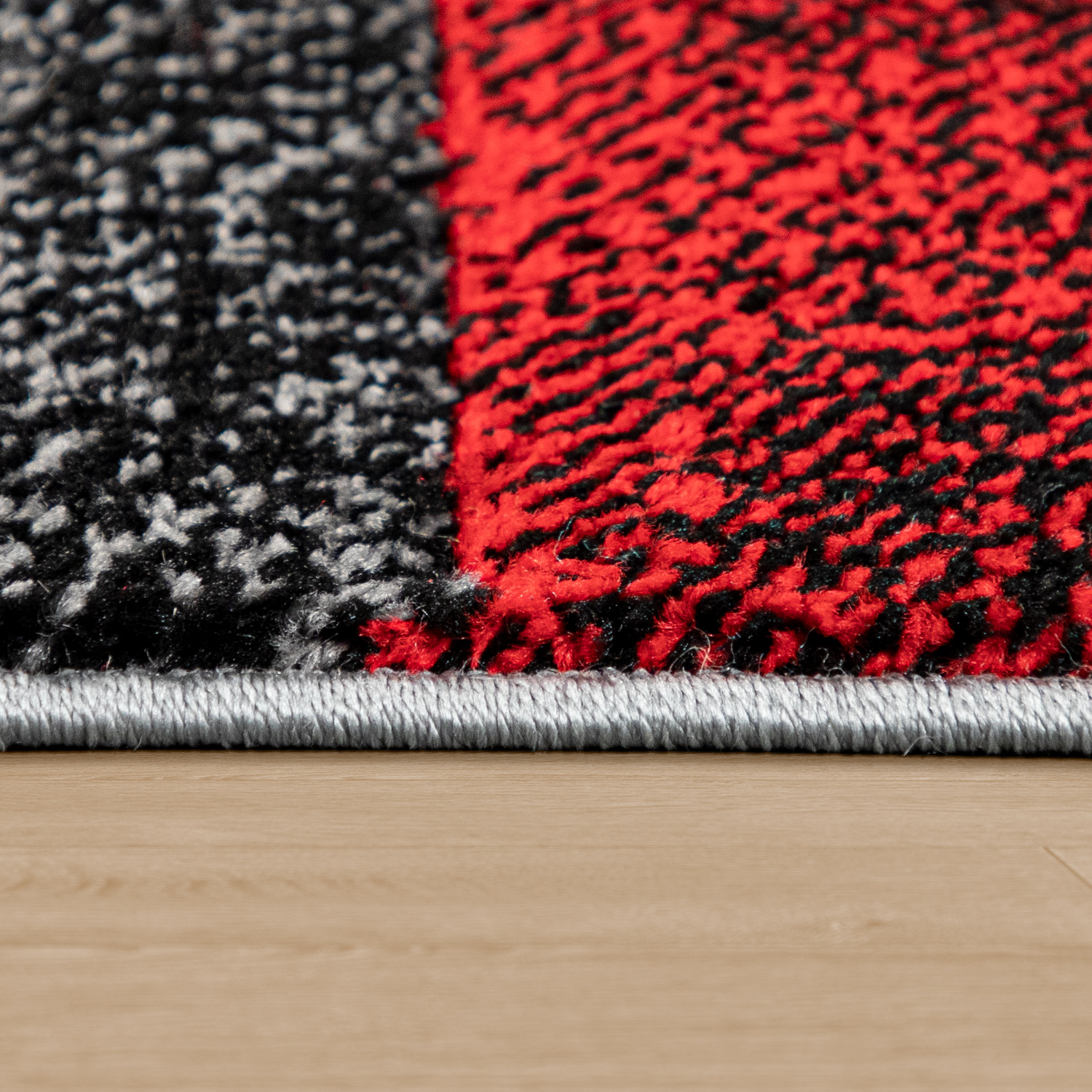 Teppich Wohnzimmer 3D Effekt Rauten Karo Muster Rot 